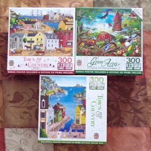 Master Pieces 3 Green Acres Town & Country 300 LG Piece Puzzle EZ Grip Pier Farm